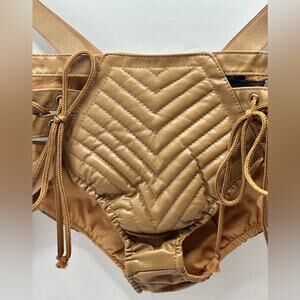 CLUB EXX NEW W/Tags FAUX LEATHER SWIM SUIT PANTY BOTTOM TAN COLOR HALLOWEEN SML
